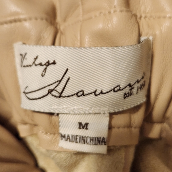 Vintage Havana Faux Soft Leather Elastic Waist Jogger  Medium Camel - Picture 5 of 11